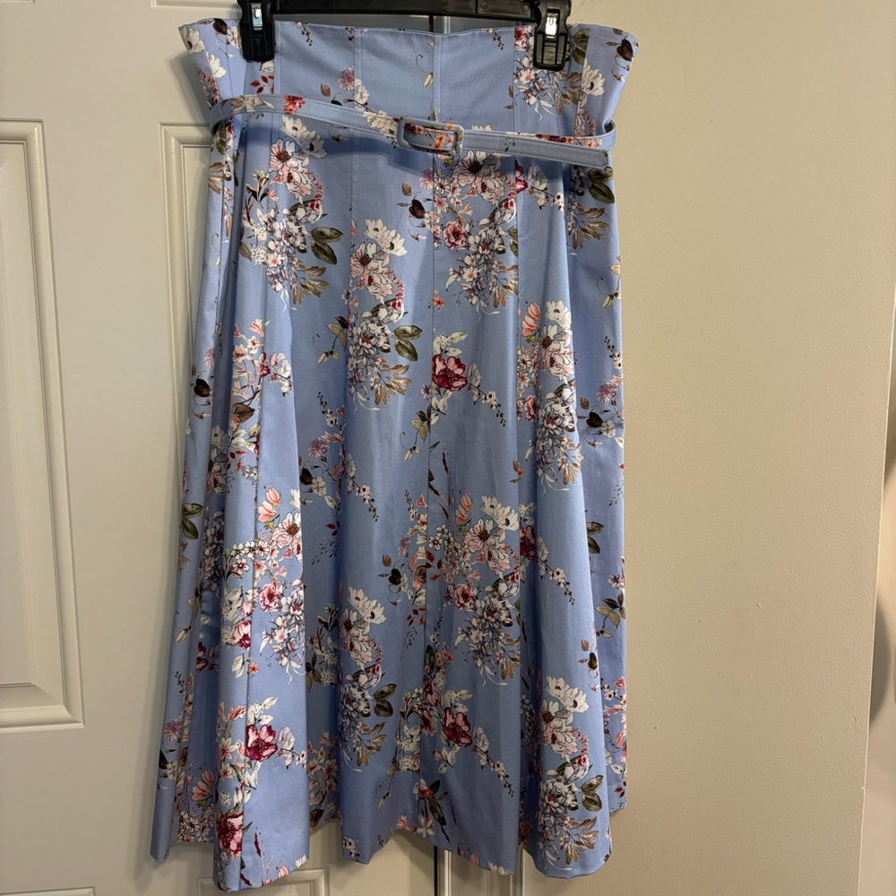 ANTONIO MELANI Light Blue Floral A-Line Skirt